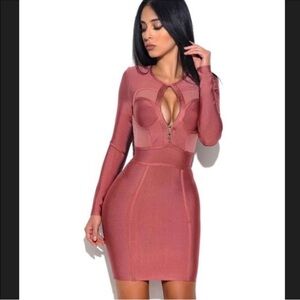 House of CB Mauve Long Sleeve Dress